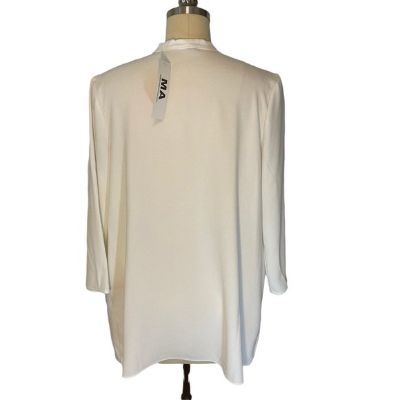 Maternal America White Tie Neck Tunic Blouse V Neck  3/4 Sleeve sz M $86 NWT! - Picture 4 of 4